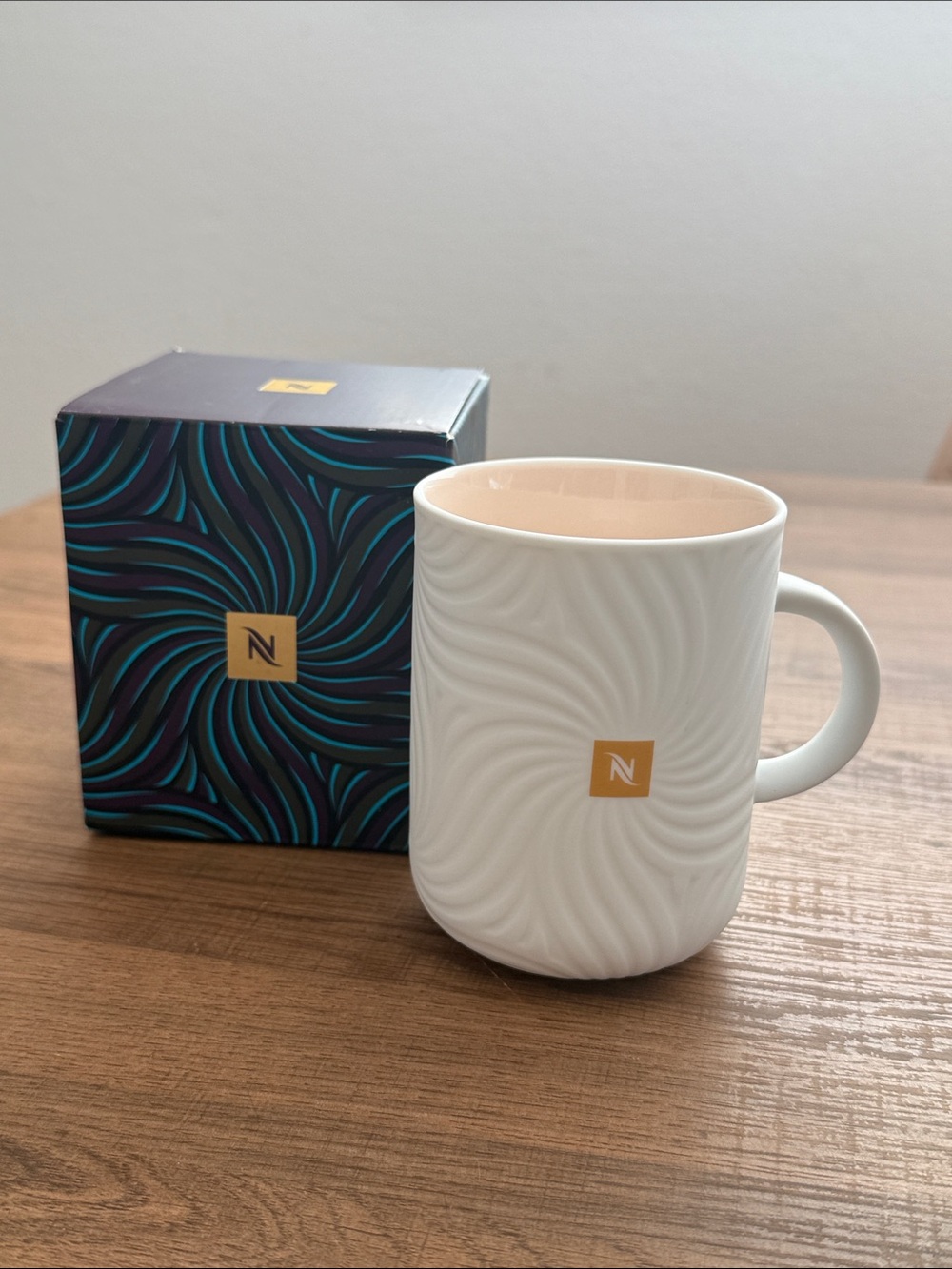 Nespresso White Ceramic Mug with Gold Logo Accent